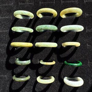 Lot of 15 Jade Rings - Jewelry Store Closeout Lot #9